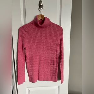 Talbots Pink Cable Turtleneck Sweater L
